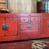 Low cabinet in red lacquered elm