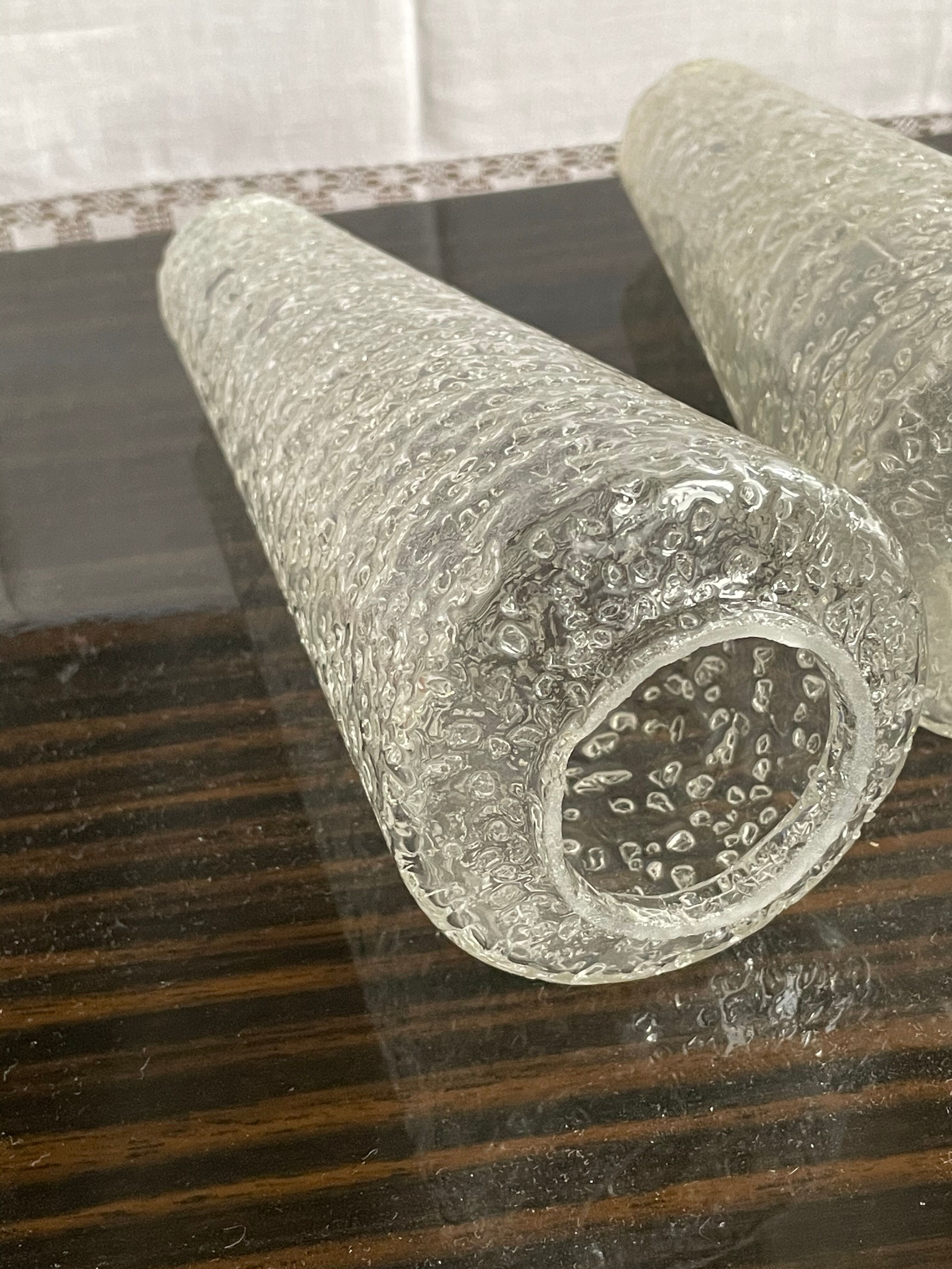 4 tulips cone blown crystalline glass for vintage suspension