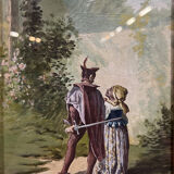 Pierre Guillermet: watercolor period nineteenth century depicting a scene of animated undergrowth