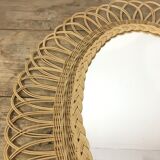 Wicker oval mirror 63x52cm