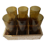 Vintage Amber Blown Glass Orangeade Set