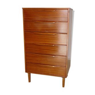 High Scandinavian teak chest of drawers