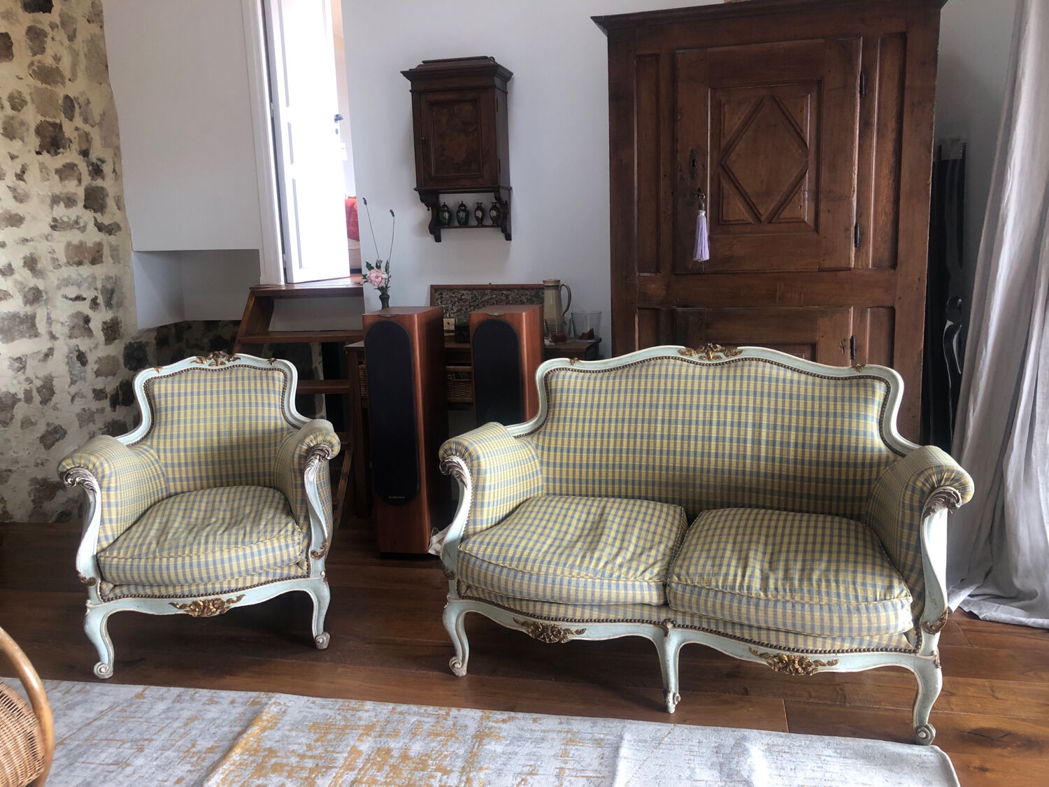 Louis XV rococo sofa and armchair