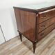 Vintage six-drawer oak chest of drawers with glass top, 1960