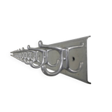 225cm Aluminum Wall Coat Rack with 16 Double Hooks, 1960s