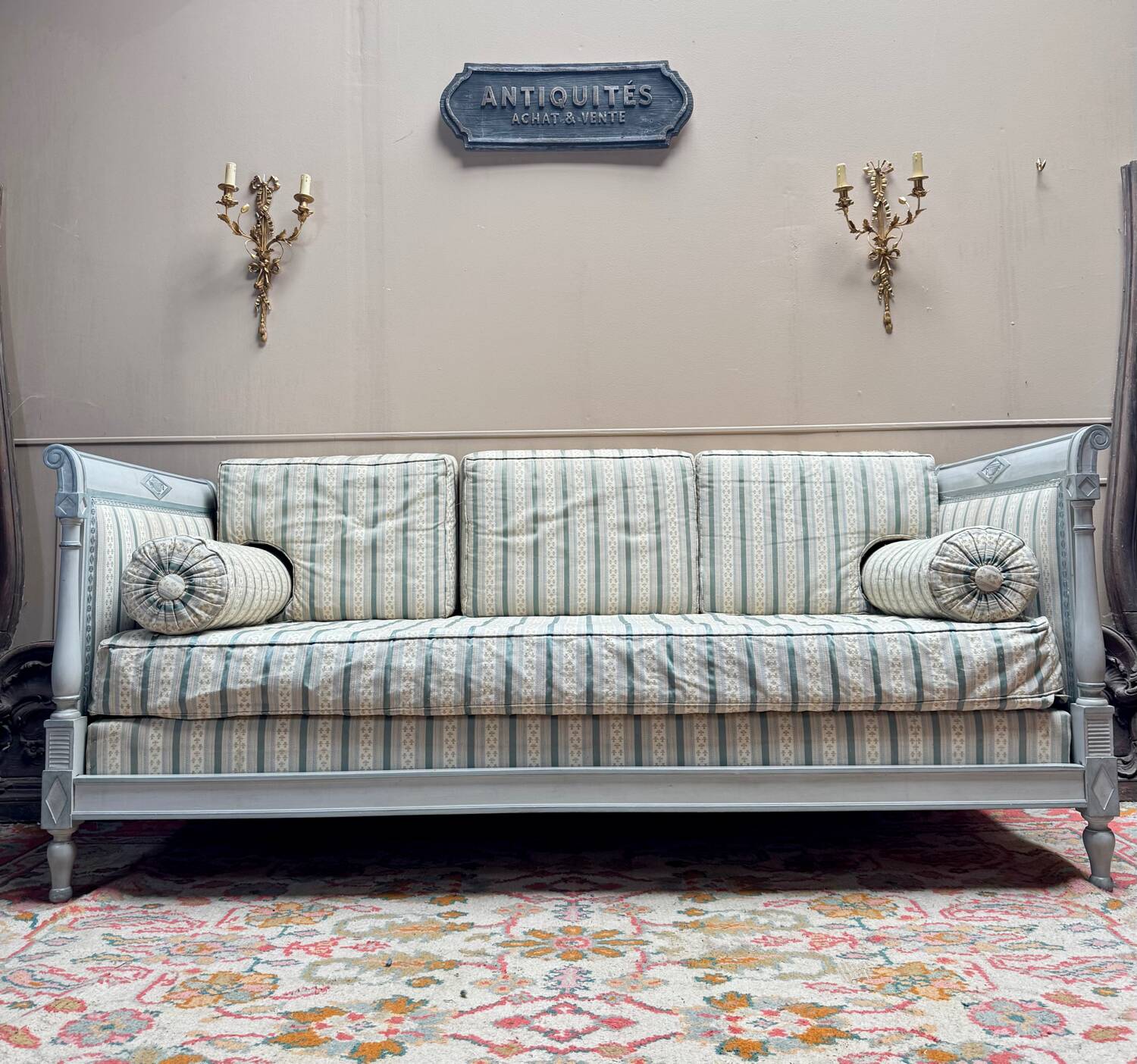 19th century Directoire style lacquered wooden daybed