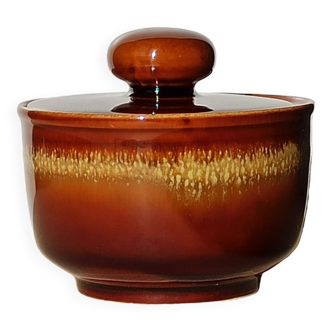 Sweetenware or sweet-pot box in flamed brown earthenware