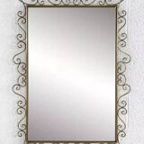 Rectangular mirror from the 1970s with brass surround