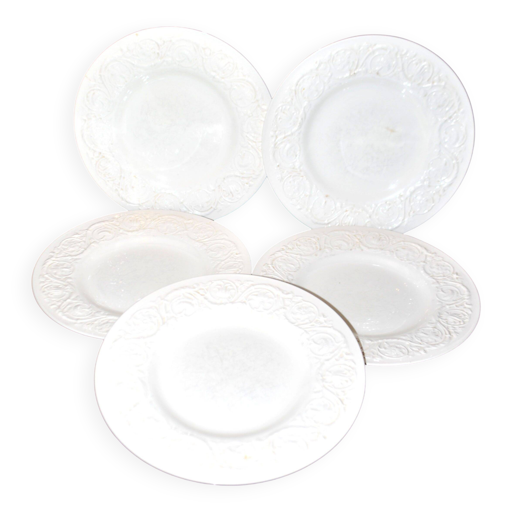 Wedgwood set of 5 Patrician garland England moulded earthenware plates 26.5 cm