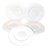 Wedgwood lot de 5 assiettes en faïence moulée Patrician guirlande England 26,5 cm