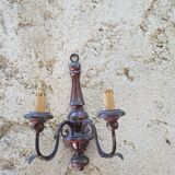 Pair of wooden and metal wall light