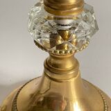 Vintage lamp in gold metal and crystal