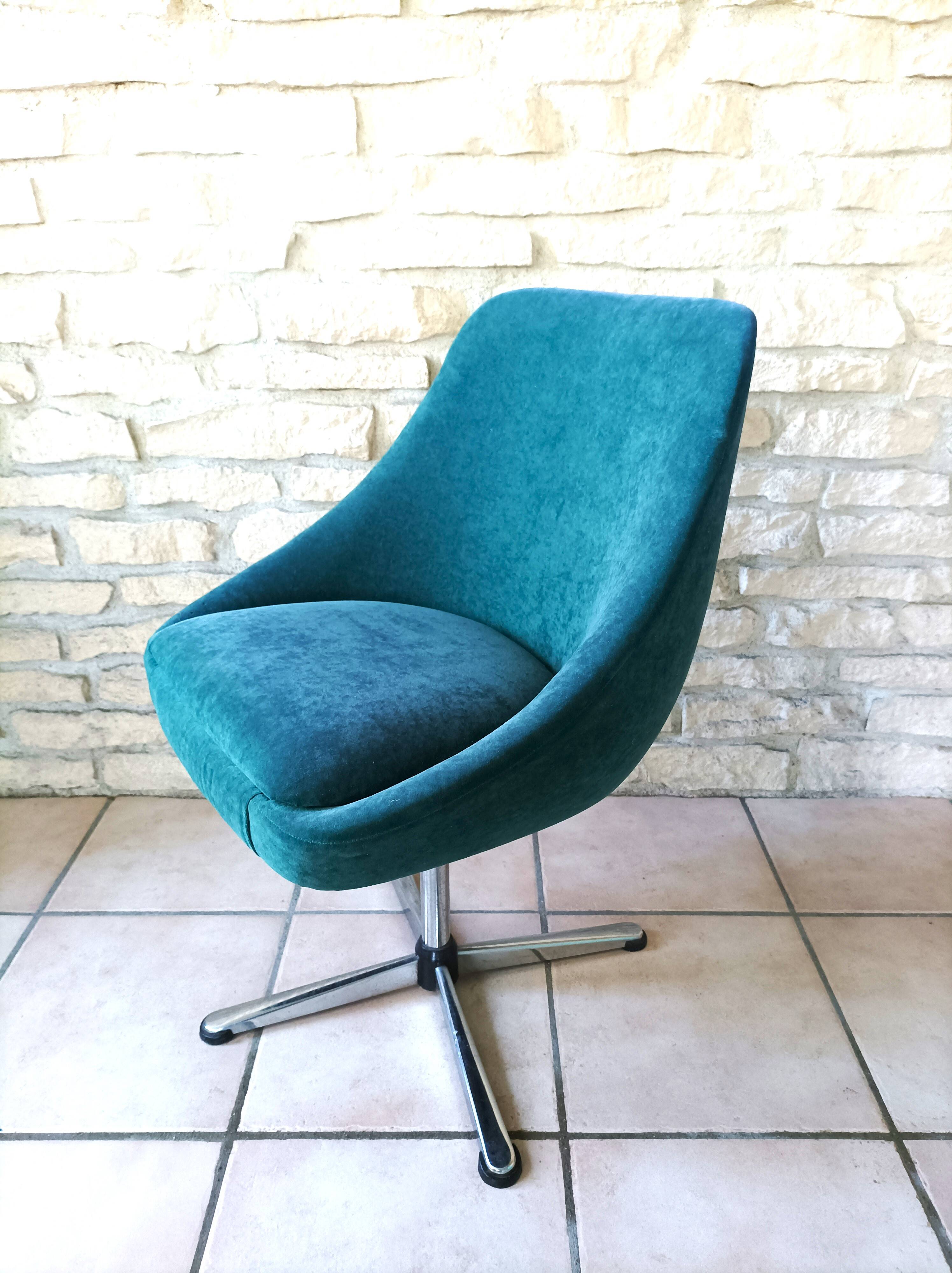 Green velvet armchair