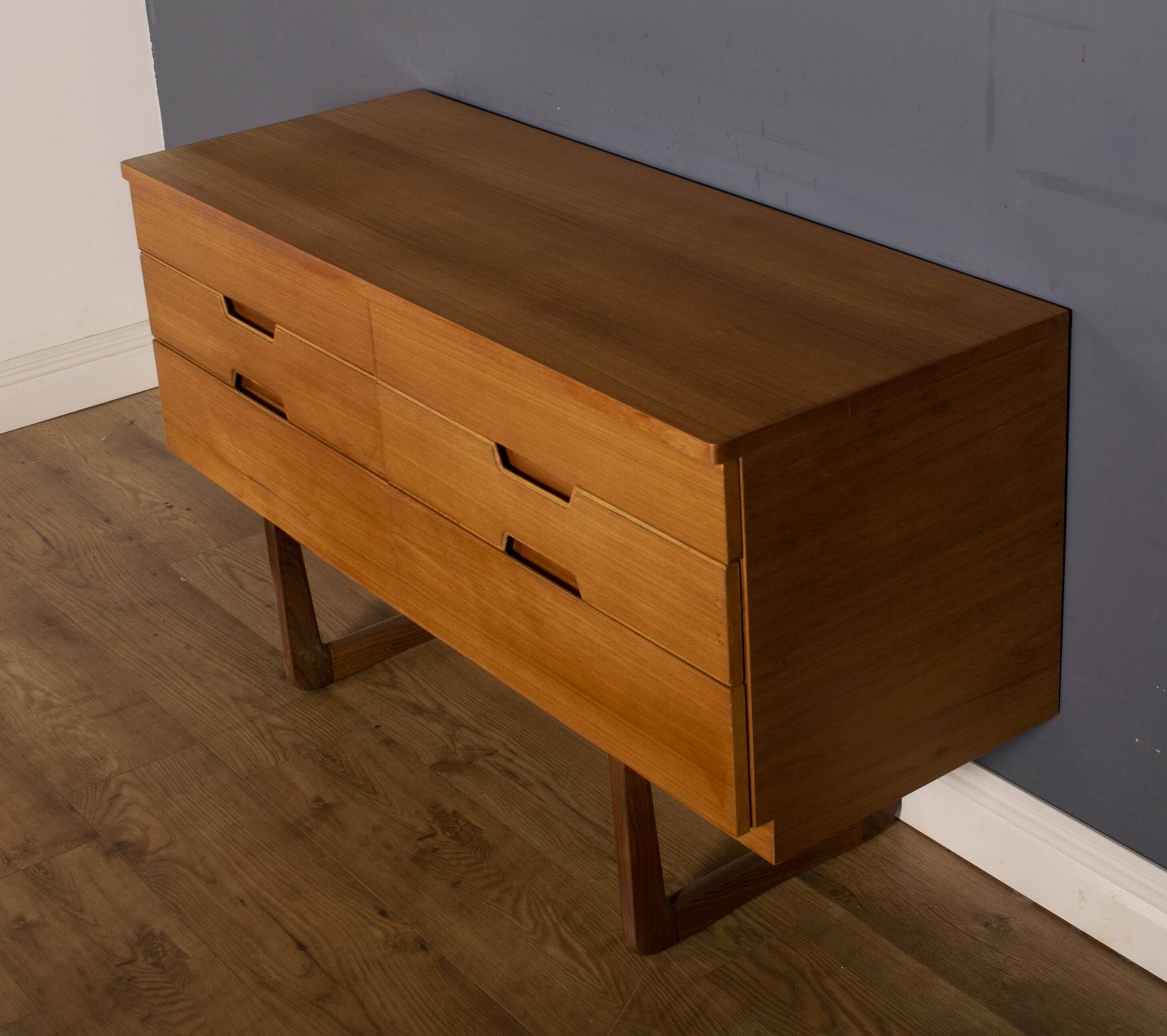 Restored teak retro uniflex 1960s chest of drawers sideboard q range by gunther hoffstead