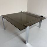 Smoked glass and chrome steel coffee table, Italian design from the 70s