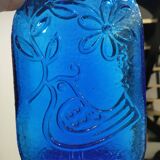 XXL cobalt blue bottle with embossed bird