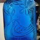 XXL cobalt blue bottle with embossed bird