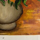 Oil on canvas by M. Bouny 20th century still life with flowers