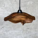Small pendant light in corrugated teak leaf (Small D:30 H:20)