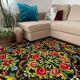Floral transylvanian rug handwoven in romania, colorful flowers