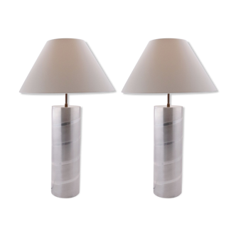 Lampes tube en aluminium 1970