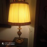 Bronze lamp 1960s Louis XV style / Rocaille with lampshade - H 60 cm