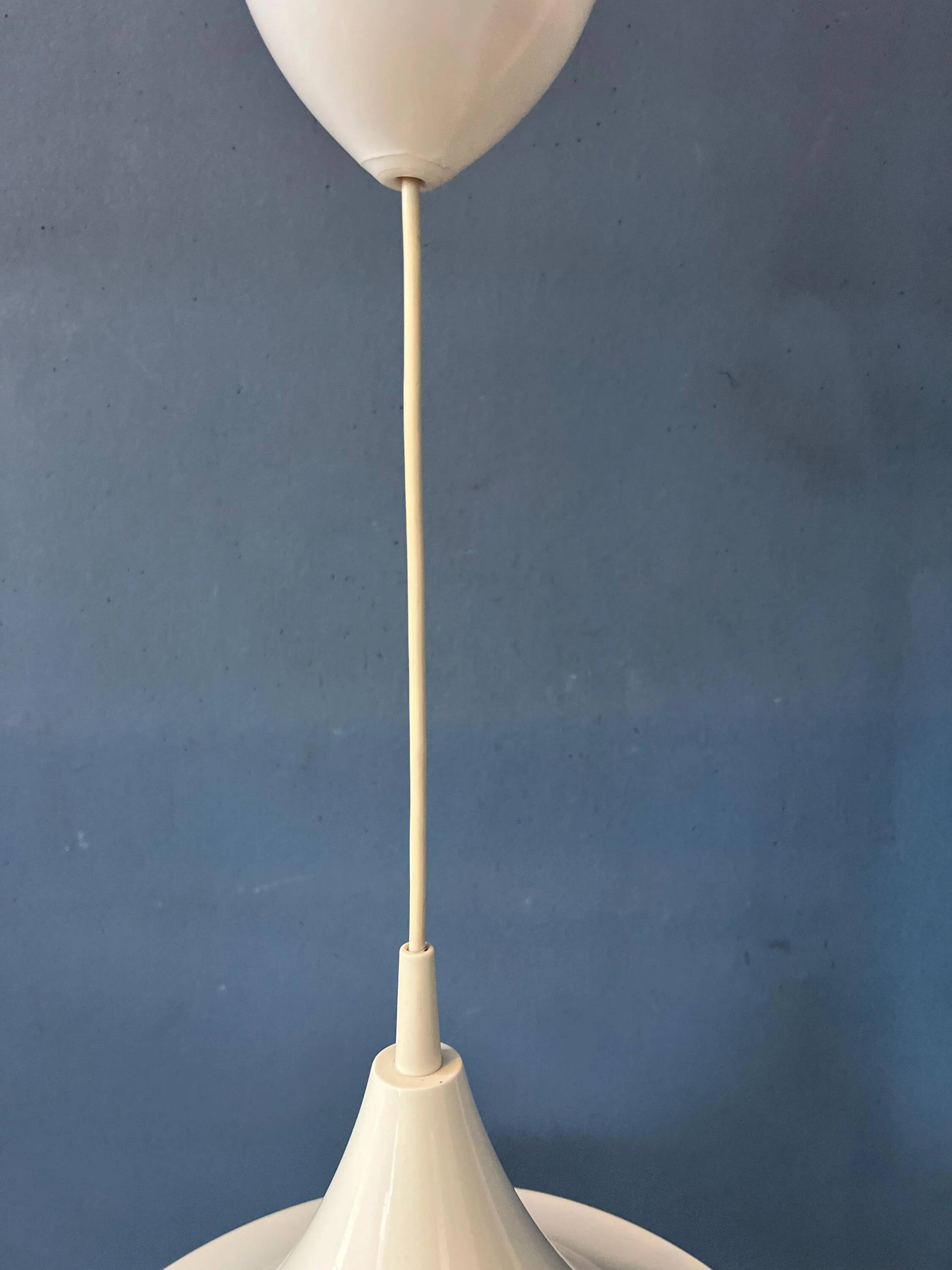 Vintage white glossy suspension Space Age "witch hat"