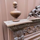 Renaissance style castle hunting mirror Louis XIII carved oak 1880