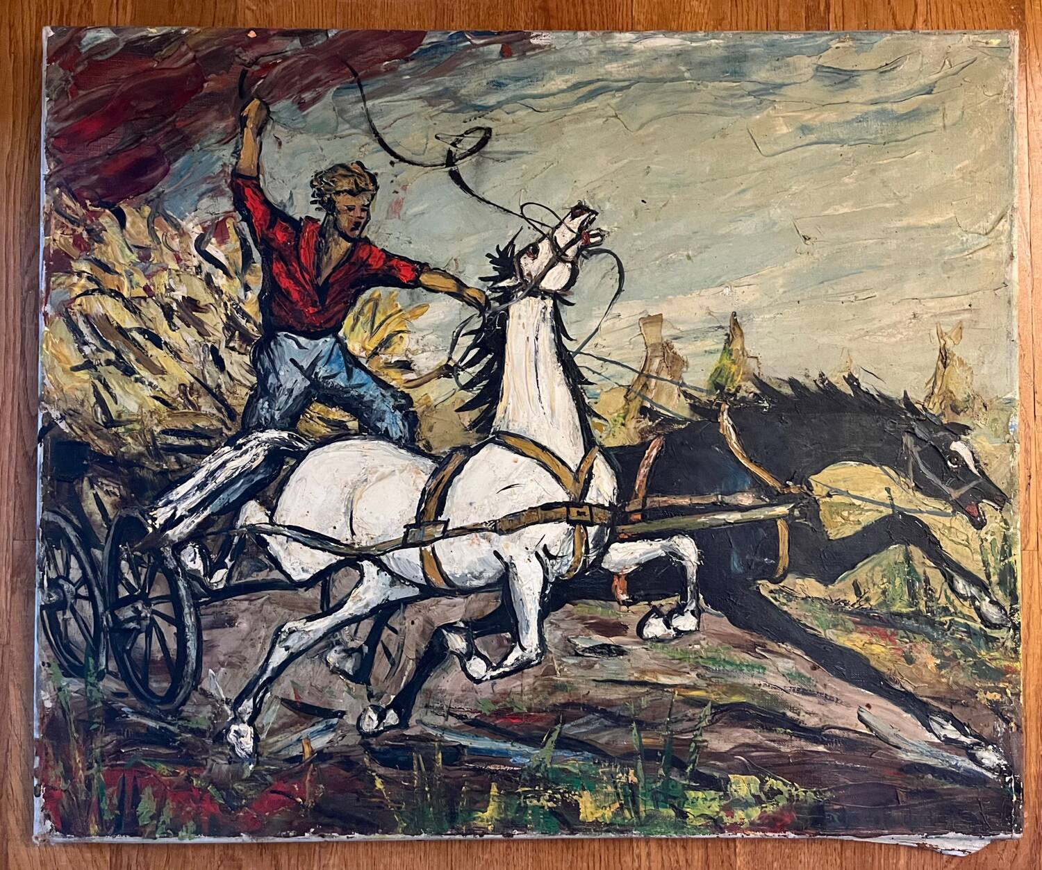 Painting: Oil on canvas - horses in dressage