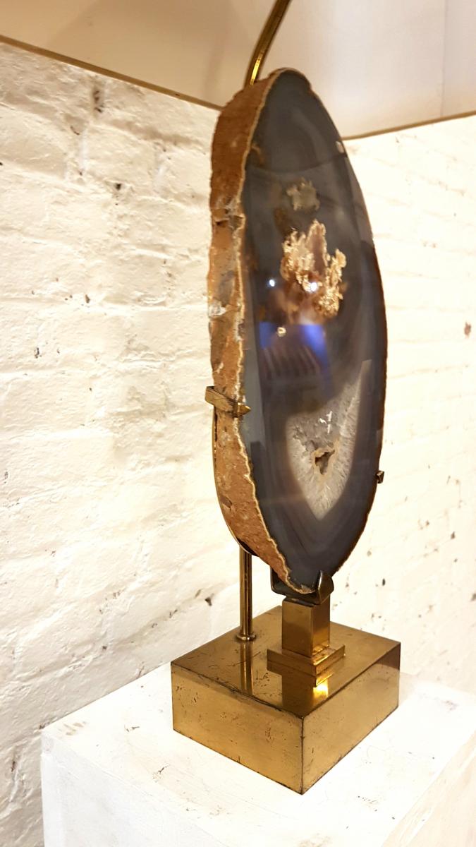 Gilded brass and agate desk lamp by Willy Daro 1980s