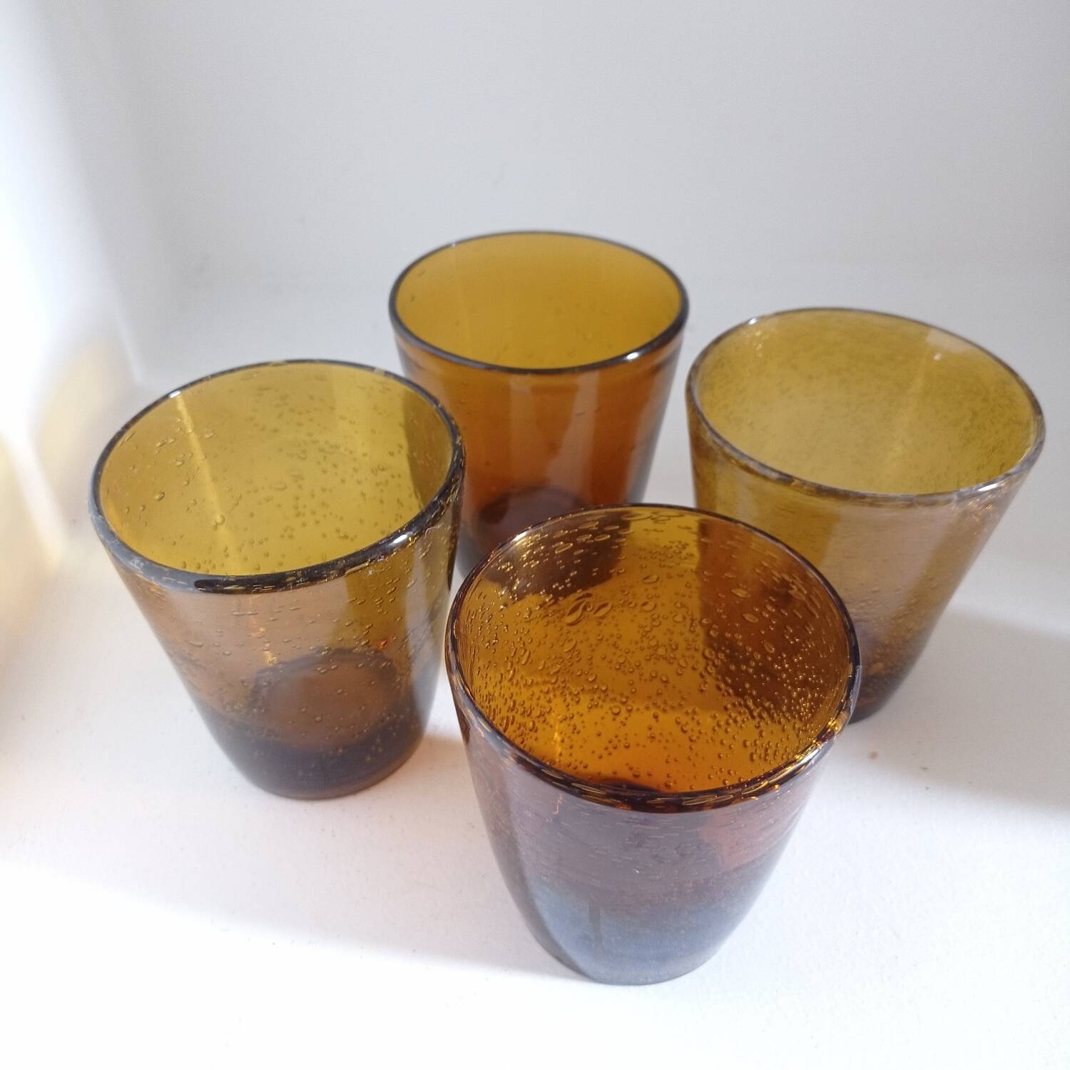 Set of 4 blown bubble glasses