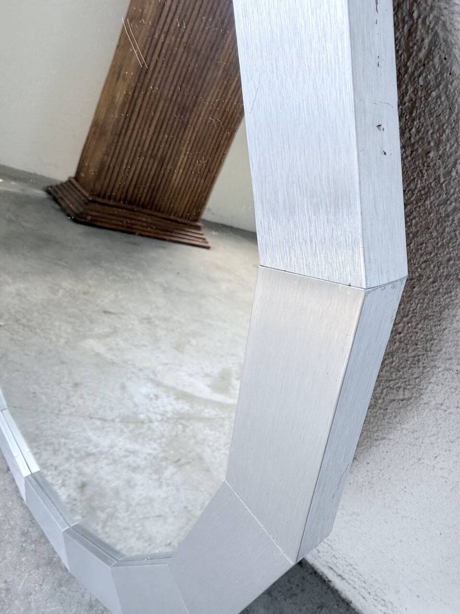 Miroir hexagonal métal brossé 1970