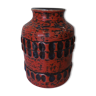 Vase West Germany rouge nuances de noire et bleu cobalt