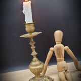 Duo worked brass candle holders