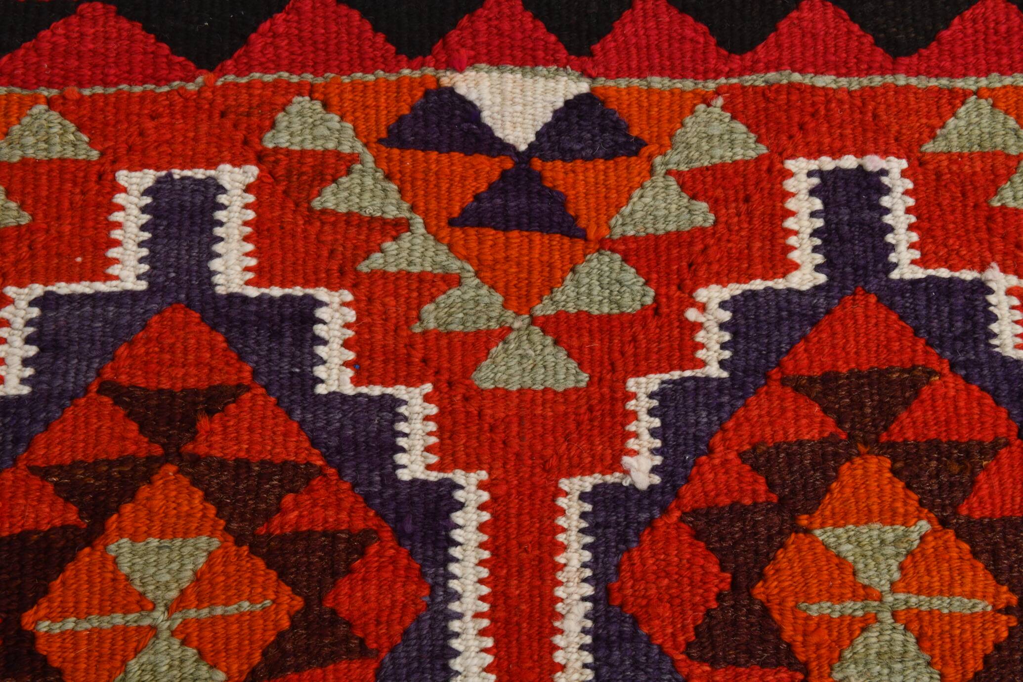 Vintage Orange & Blue Tribal Kilim Runner Rug, 95x320Cm