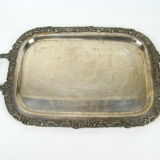 Plate with handle in silver metal