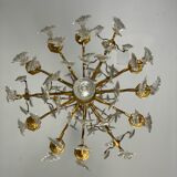 Bronze cage chandelier trimmed with grapevines, early twentieth century