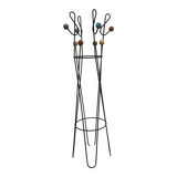 Vintage steel coat rack and wooden ball, treble clef model from the 50s,