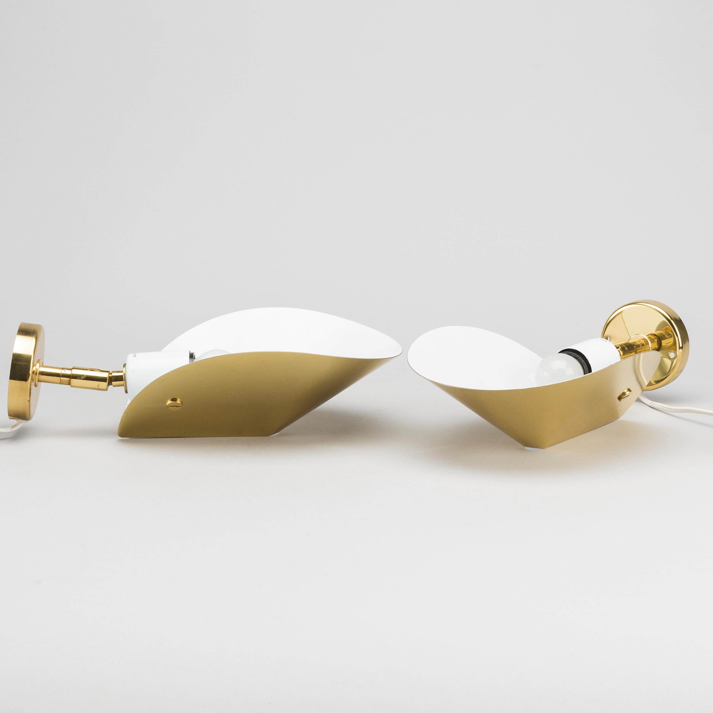 Aneta brass wall lights Sweden 1970