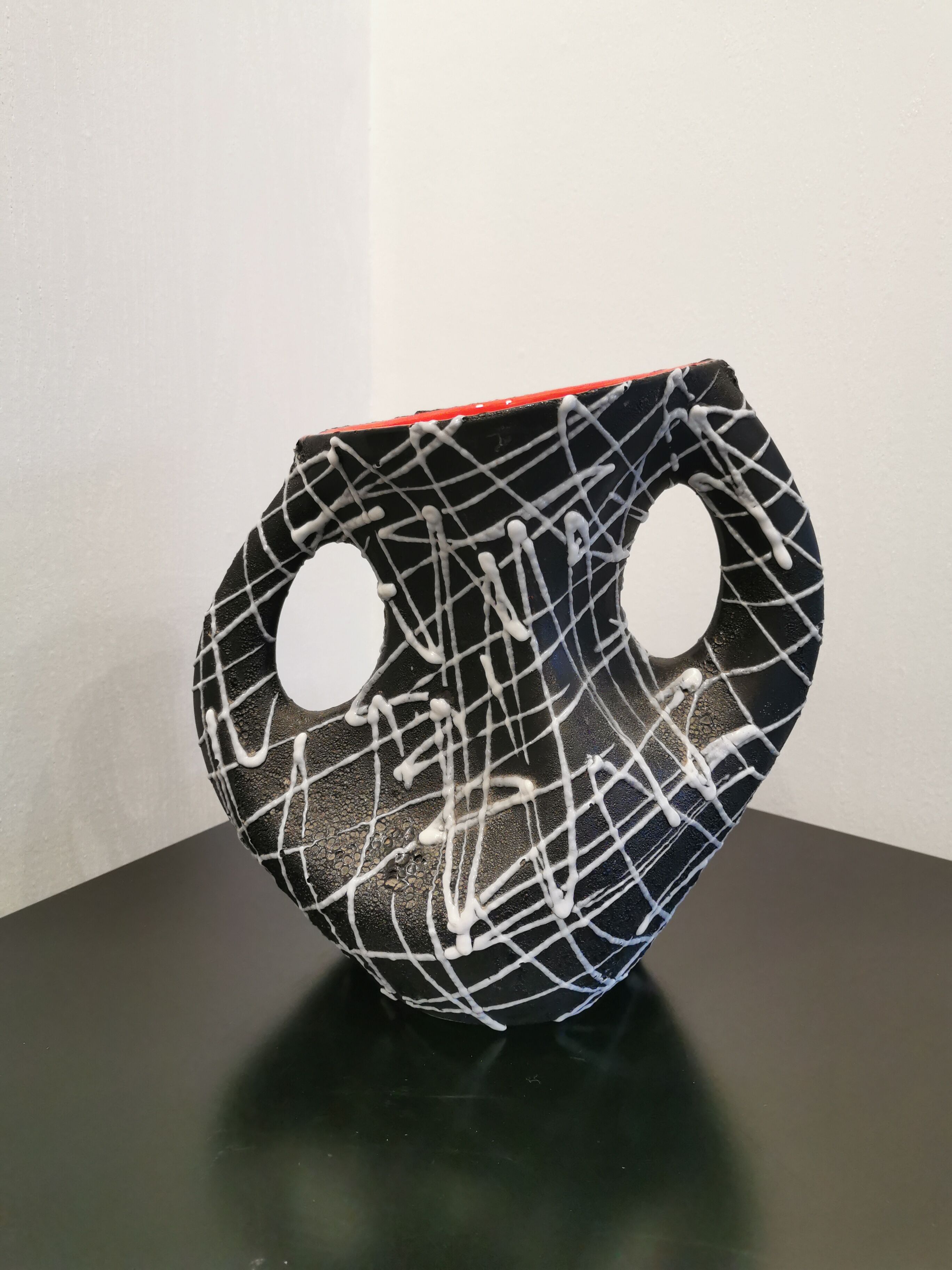 Vase two handles tricolor vallauris