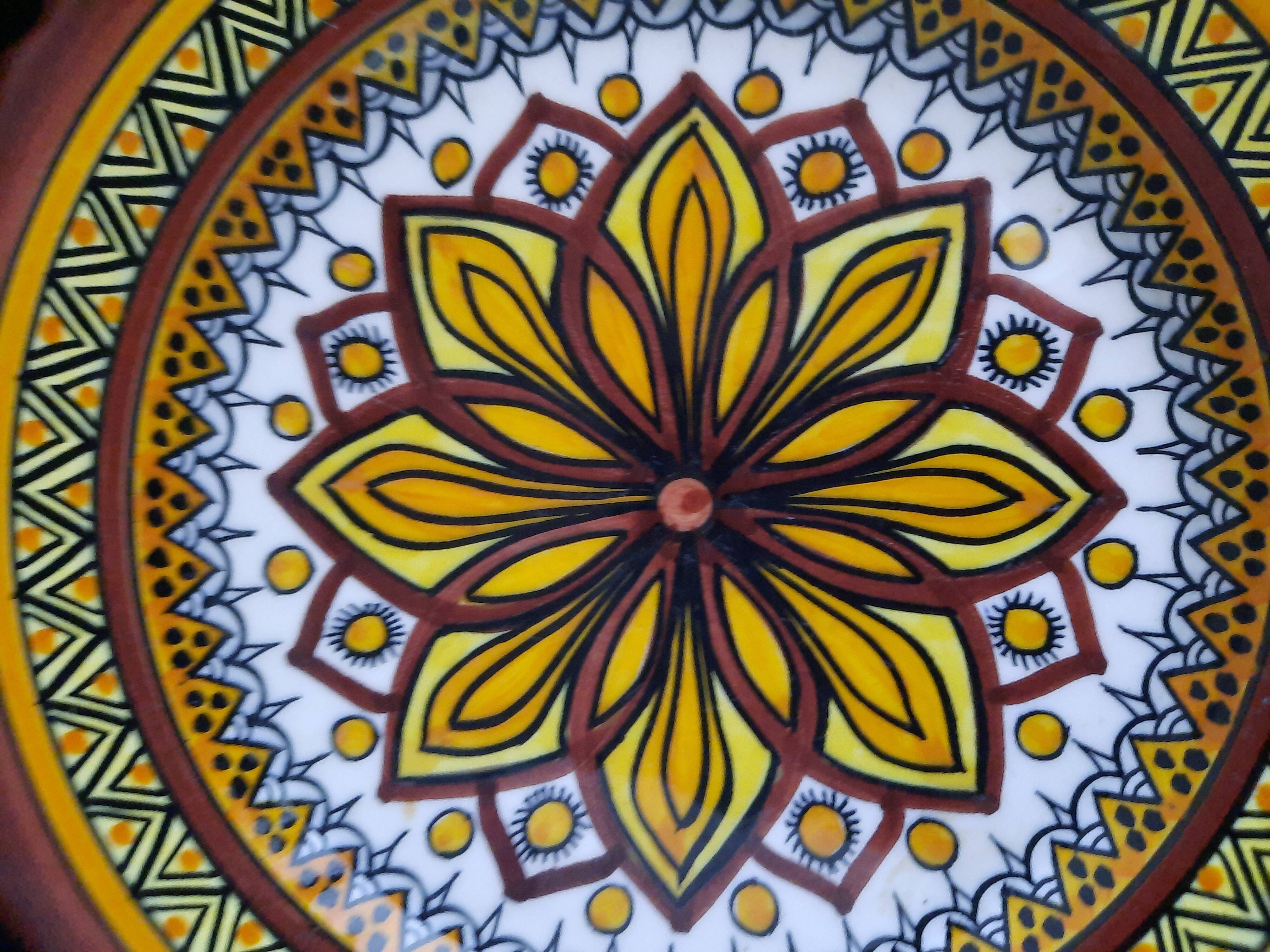 Old henriot quimper plate earthenware rosette decoration