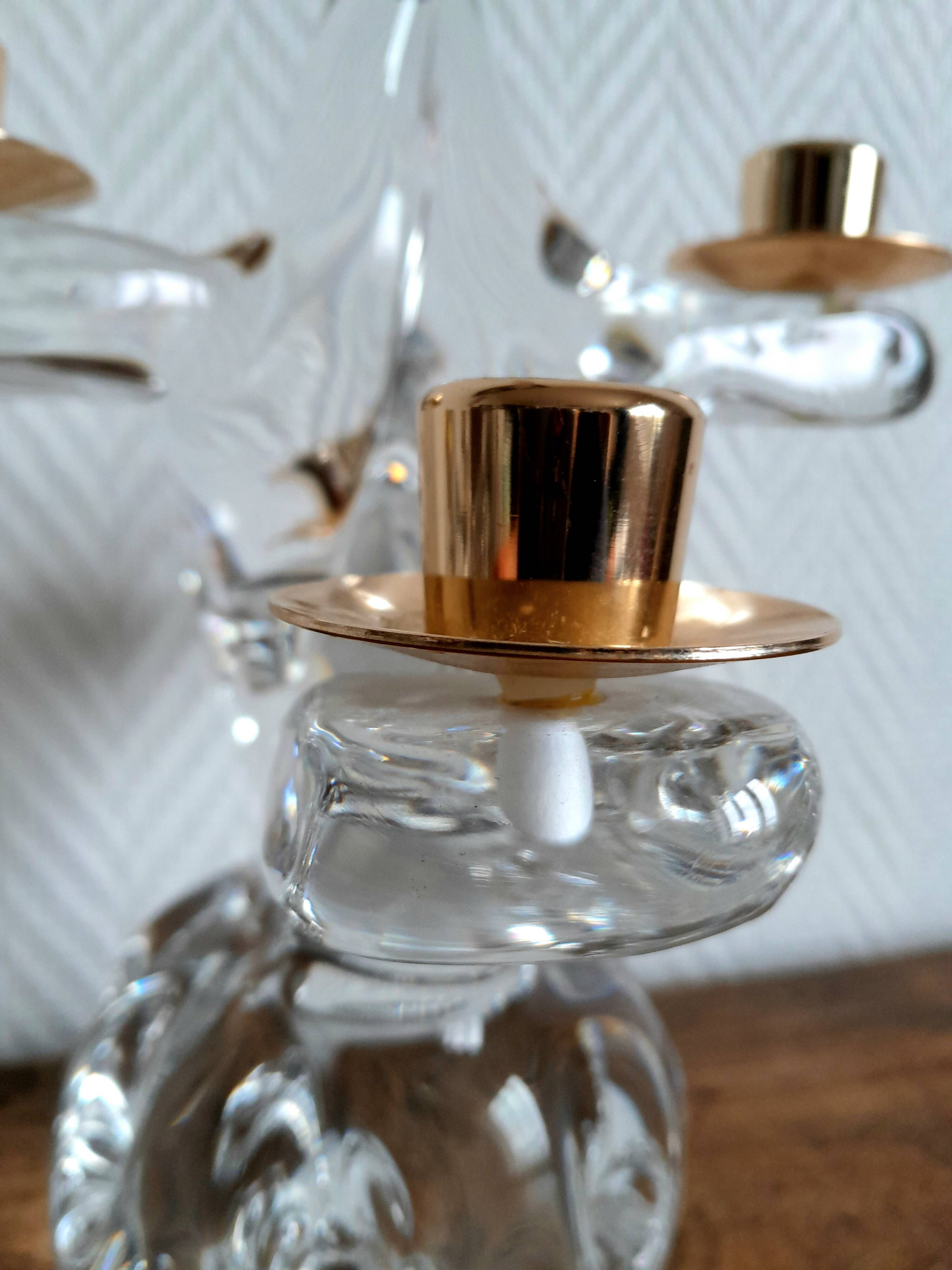 Paire de chandeliers cristal Schneider 1950