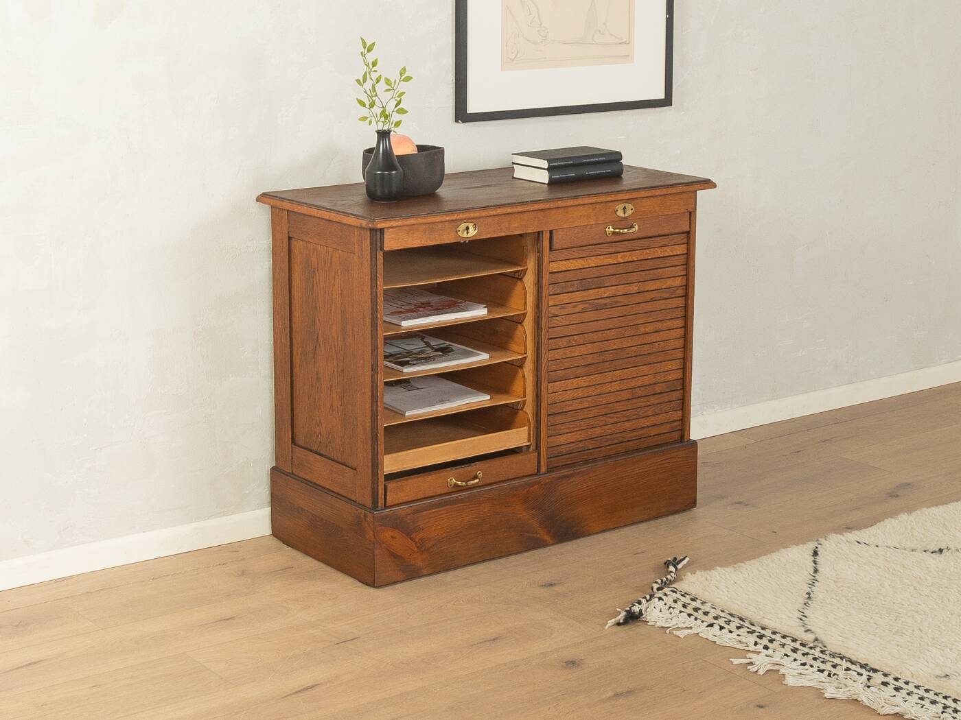 Unique Art Deco roll-top cabinet from the 1930s