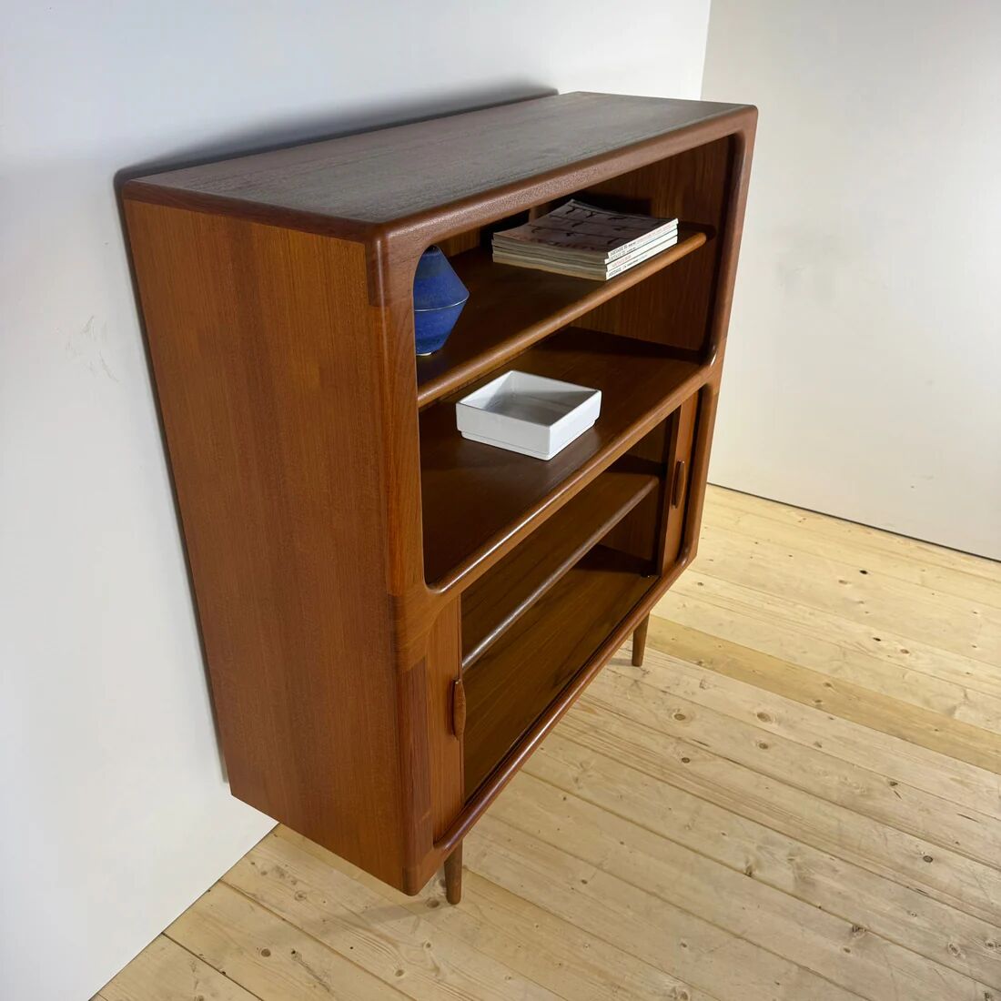 Vintage Dyrlund teak library with sliding doors – Denmark 1960s