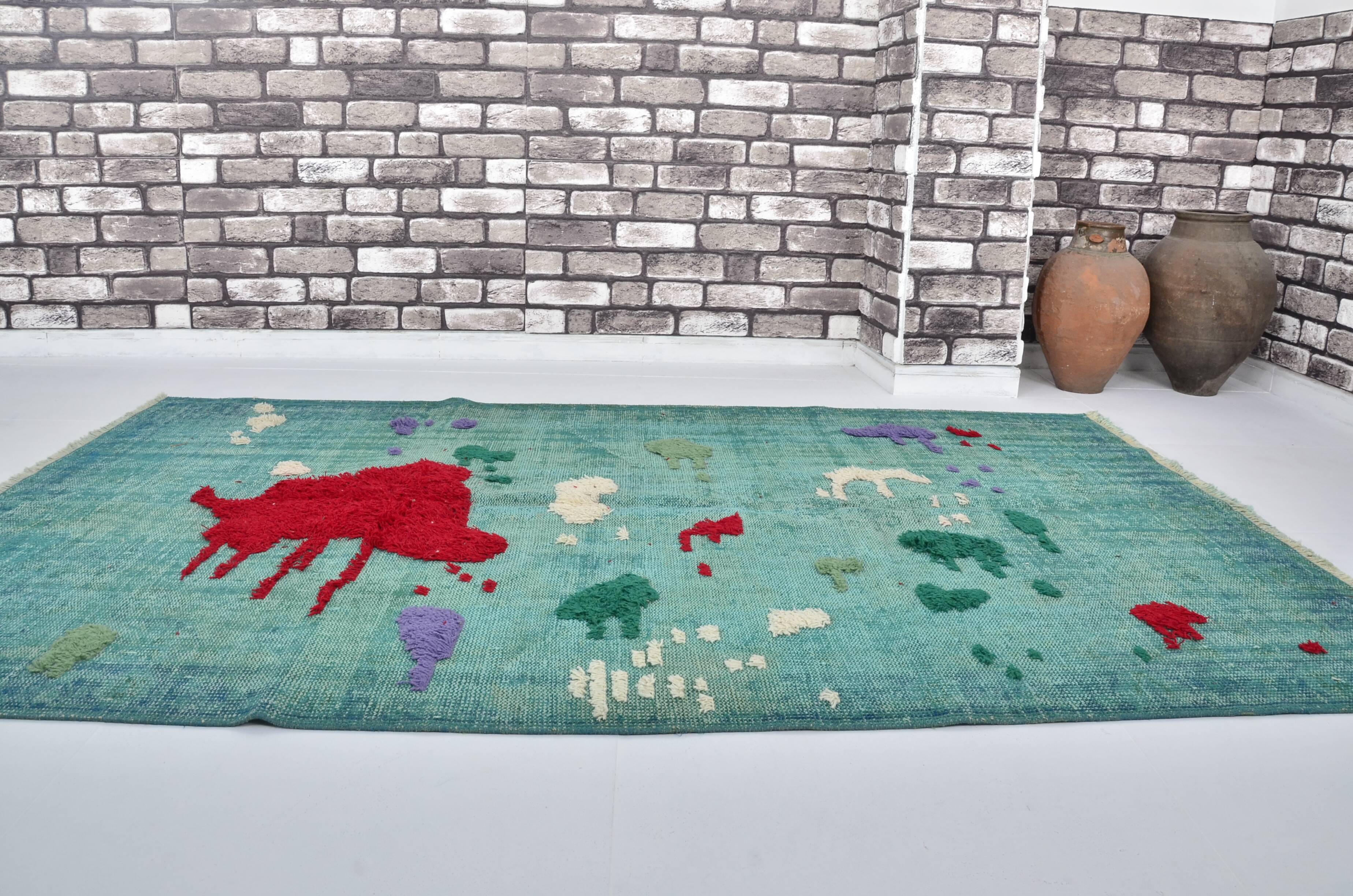 One Kind Unique Vintage Wool Carpet