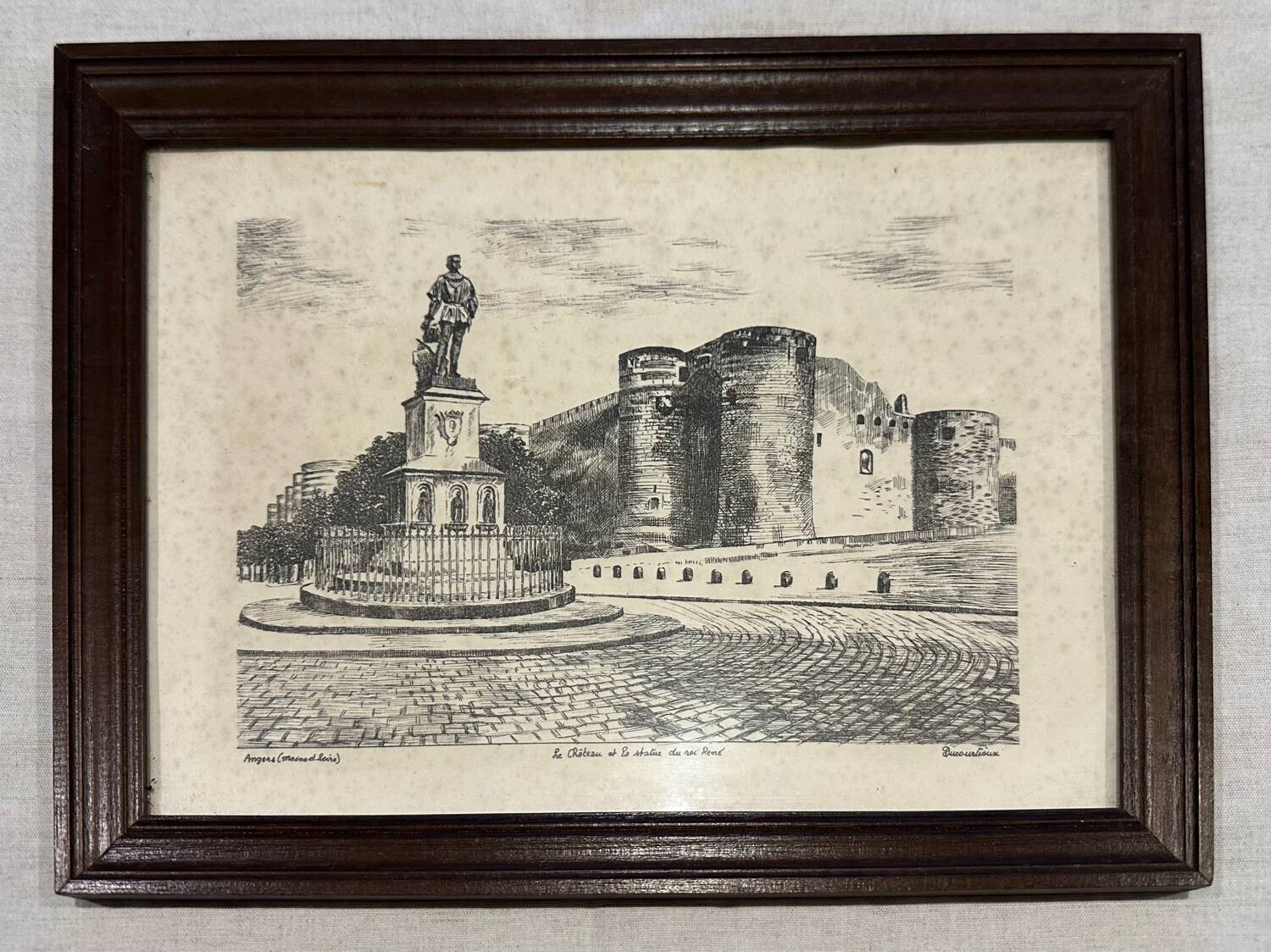 Engraving on vellum of the Château d'Angers