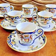 6 old Devres Fourmaintraux Rouen coffee cups Dinan model 19th century