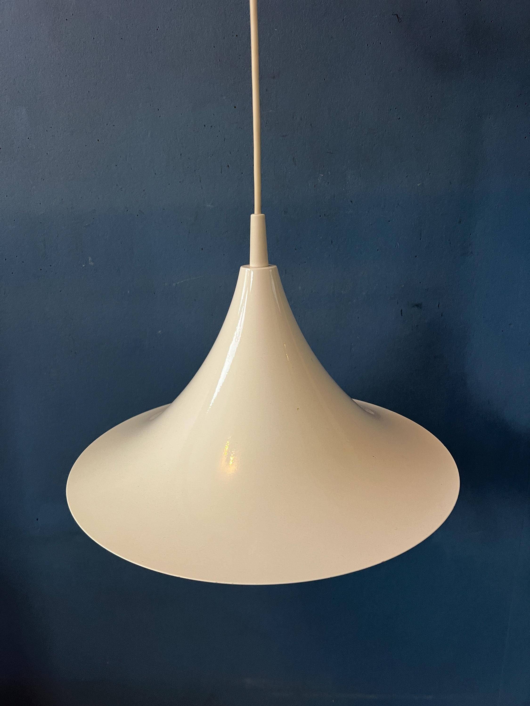 Vintage white glossy suspension Space Age "witch hat"