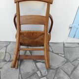 Fauteuil ancien en bois et paille