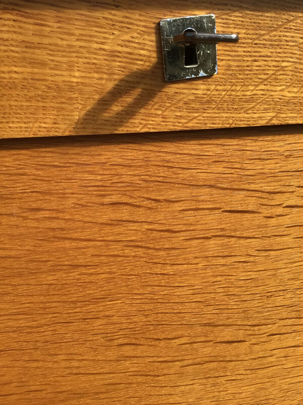 Classeur à  rideau plaquage chêne doré hauteur 121cm
